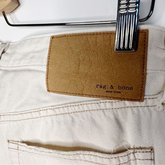 Rag & Bone Maya High-Rise Straight Jeans - Ecru with holes Distressed Size 27 - Picture 9 of 12